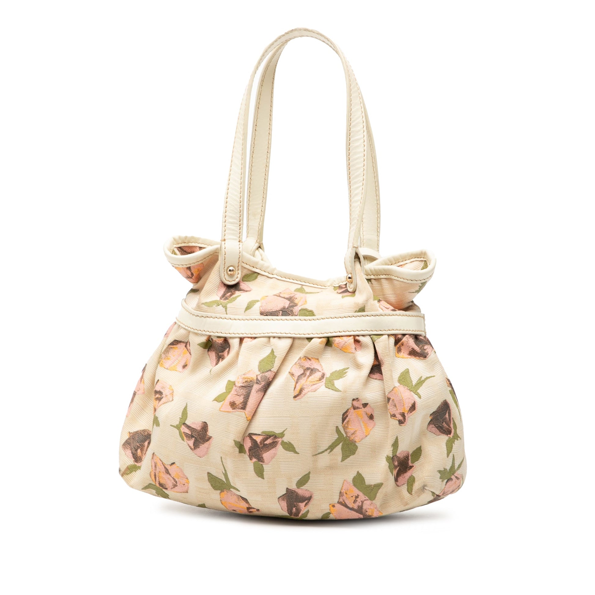 Fendi Mini Zucca Canvas Rose Printed Chef Handbag