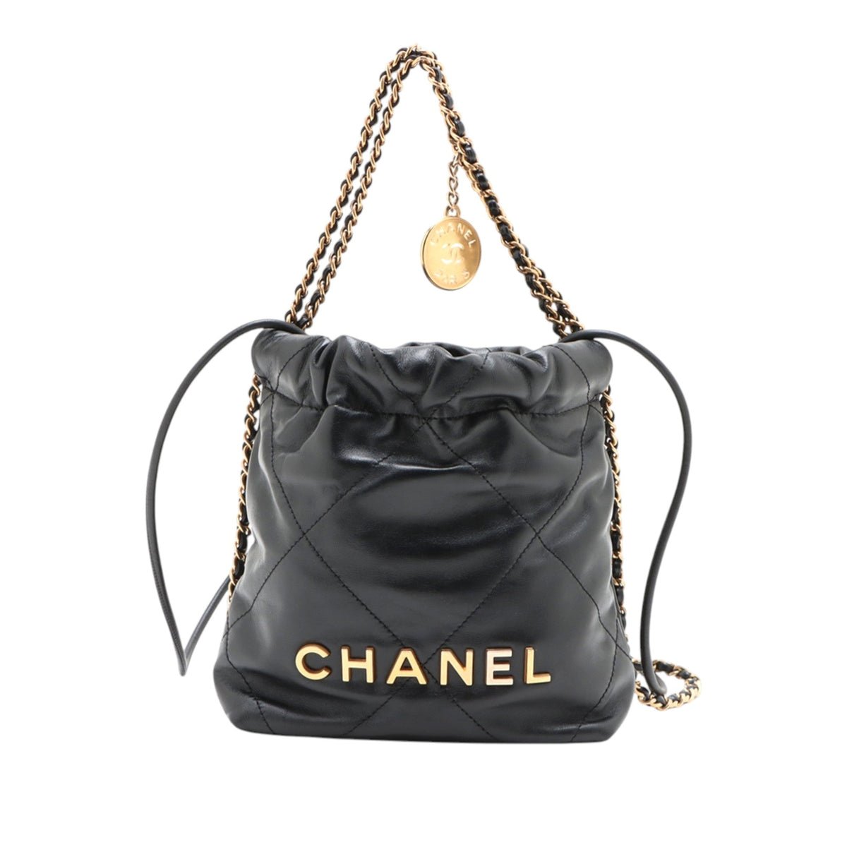 Chanel Mini Shiny Calfskin 22 Handbag — Black