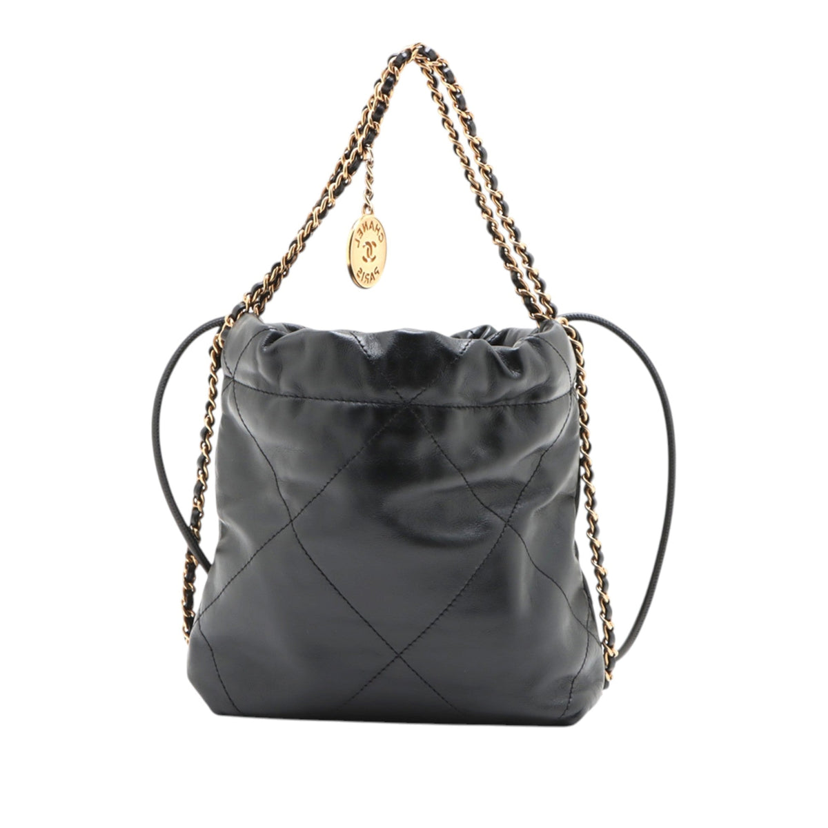 Chanel Mini Shiny Calfskin 22 Handbag — Black