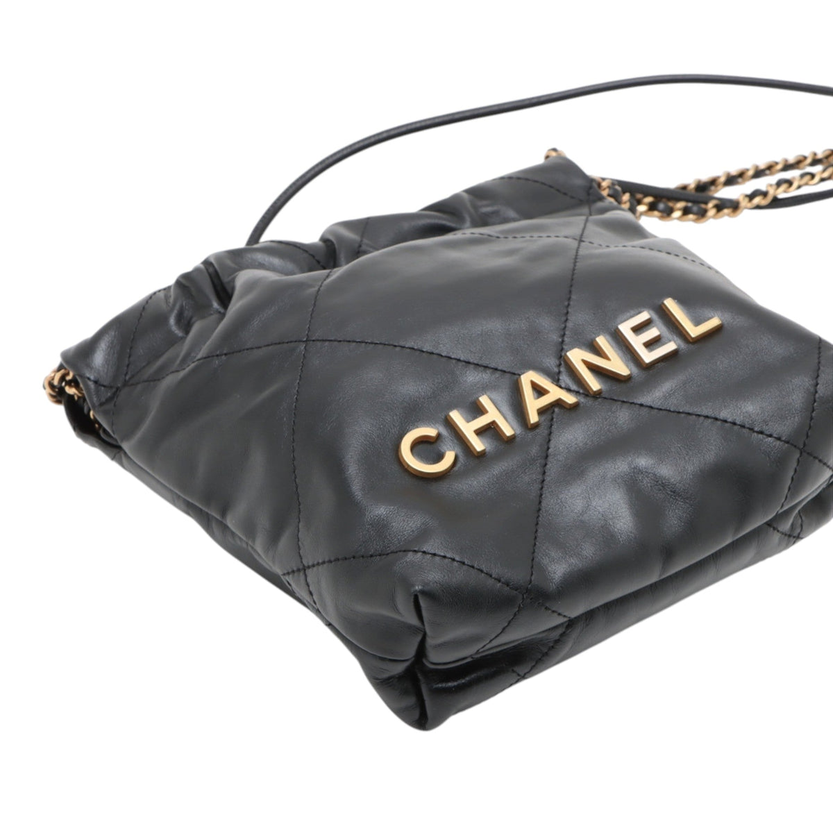 Chanel Mini Shiny Calfskin 22 Handbag — Black