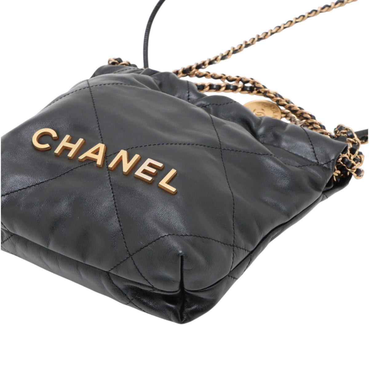Chanel Mini Shiny Calfskin 22 Handbag — Black