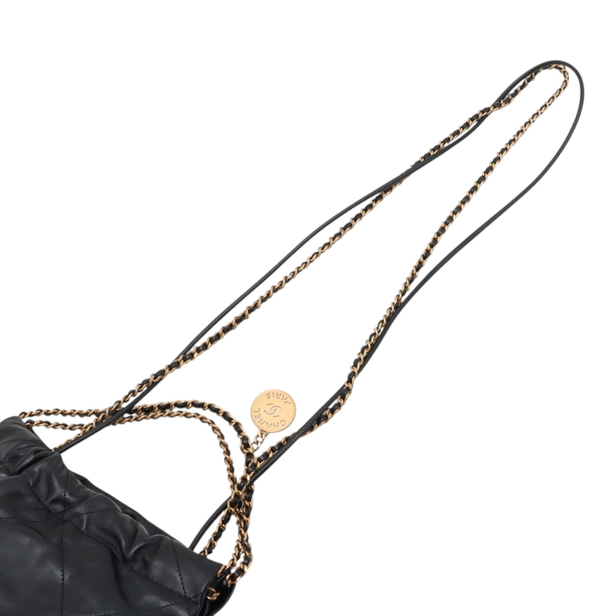 Chanel Mini Shiny Calfskin 22 Handbag — Black