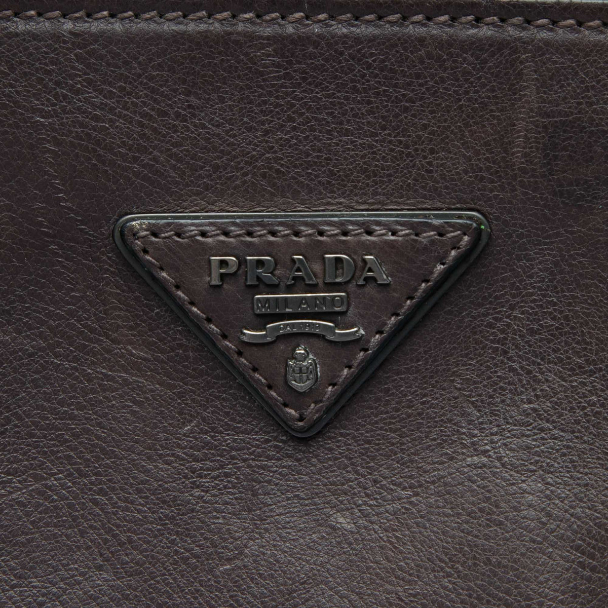 Prada Bicolor Glace Calf Twin Pocket Double Handle Satchel — Brown