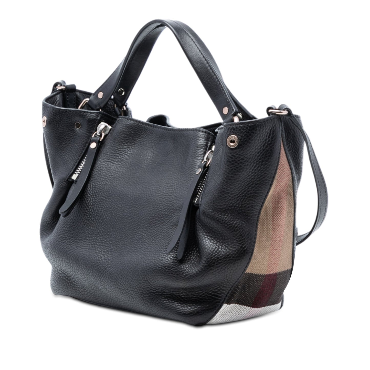 Burberry Small Leather and House Check Canvas Maidstone Satchel