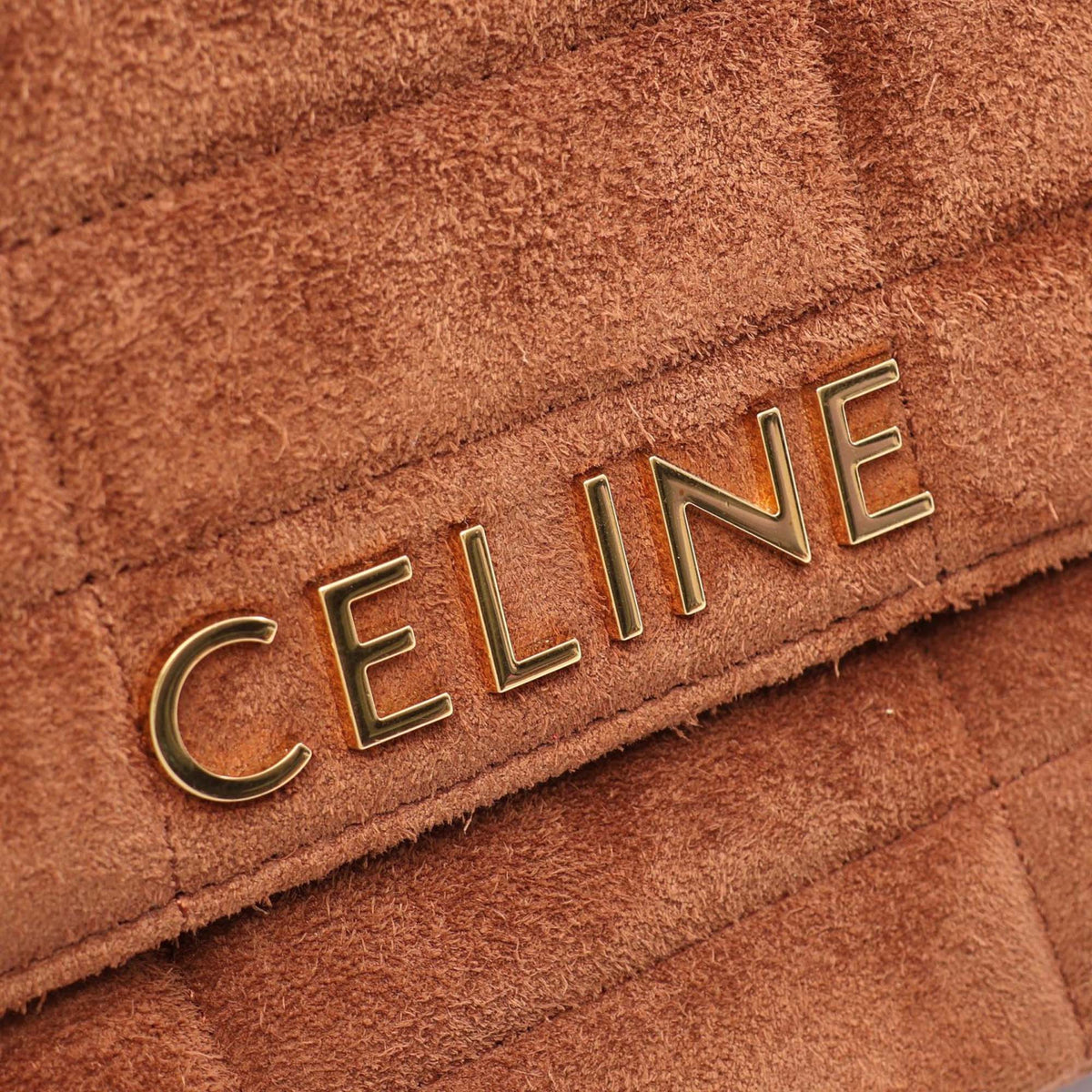 Celine Suede Monochrome Shoulder Bag — Brown