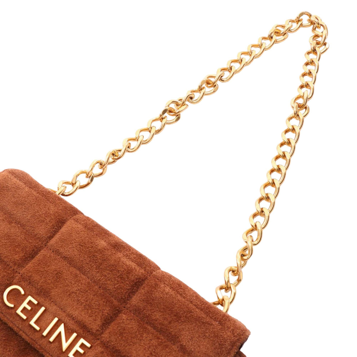 Celine Suede Monochrome Shoulder Bag — Brown
