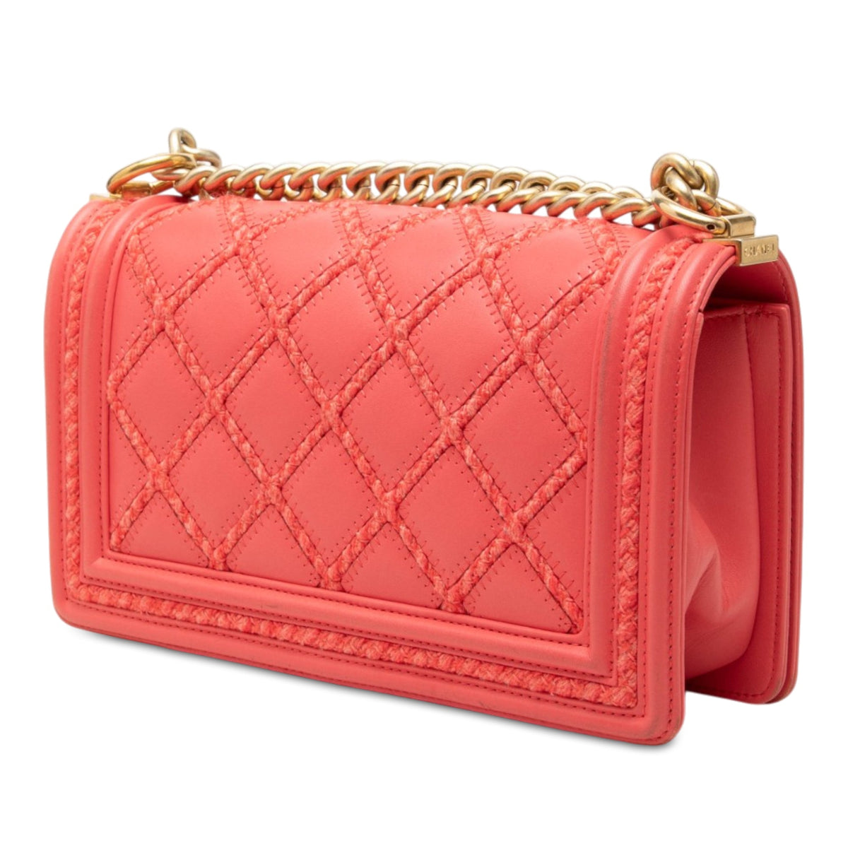 Chanel Old Medium Stitched Lambskin and Tweed Boy Flap