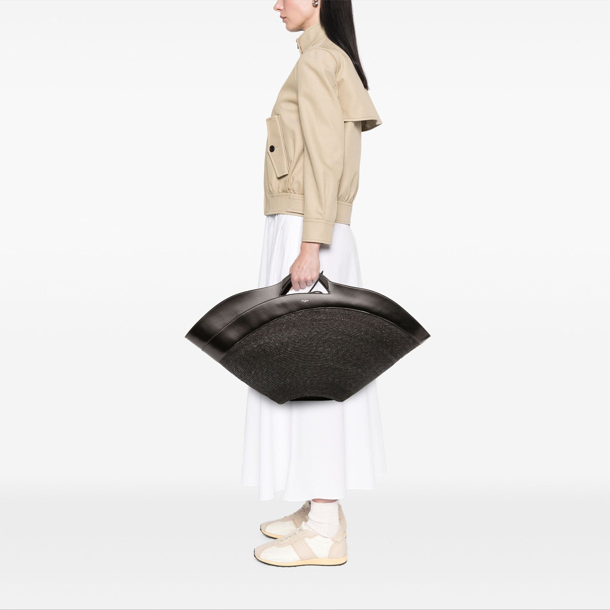 ALAÏA Large Raffia Khaima Tote