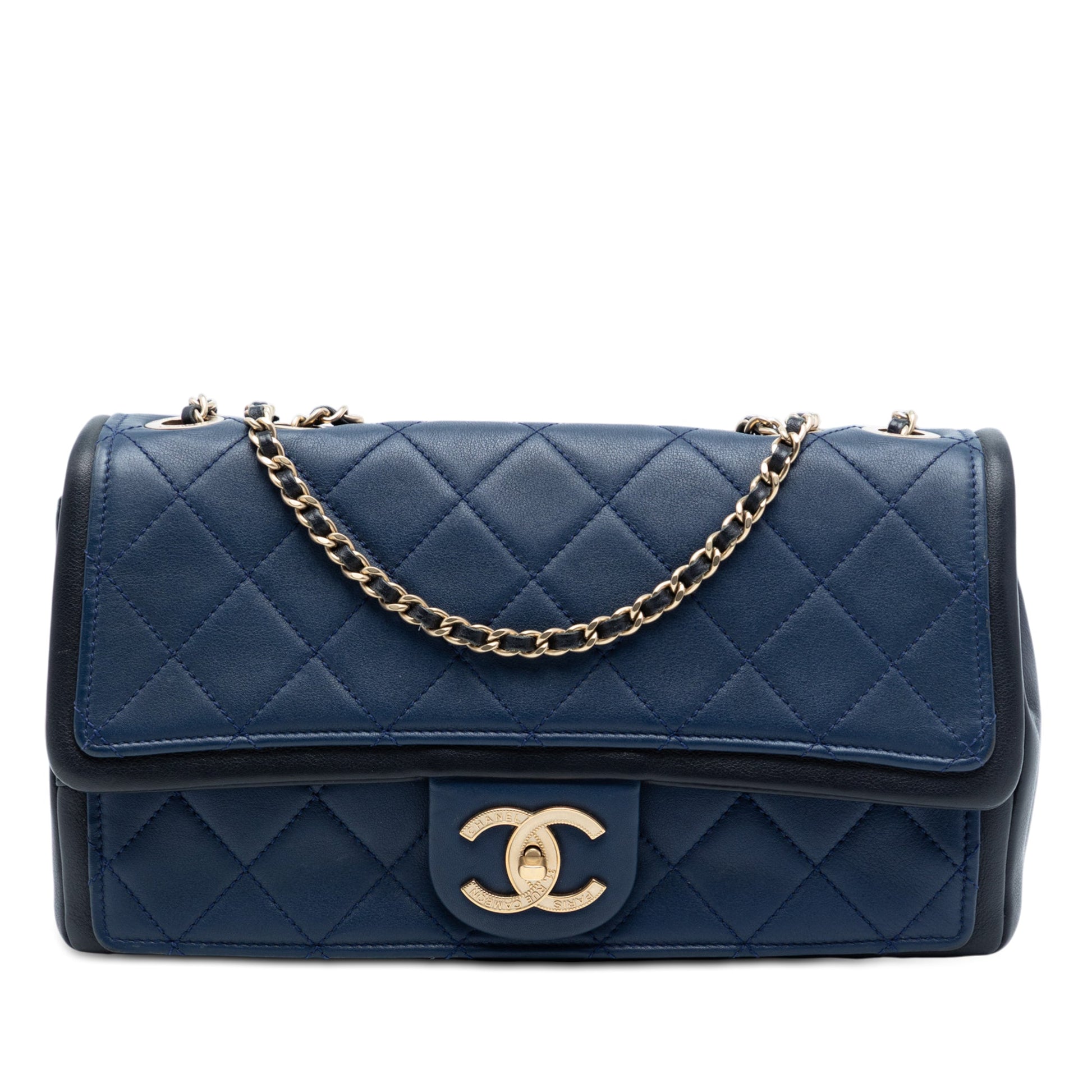 Chanel Medium Bicolor Calfskin Graphic Flap
