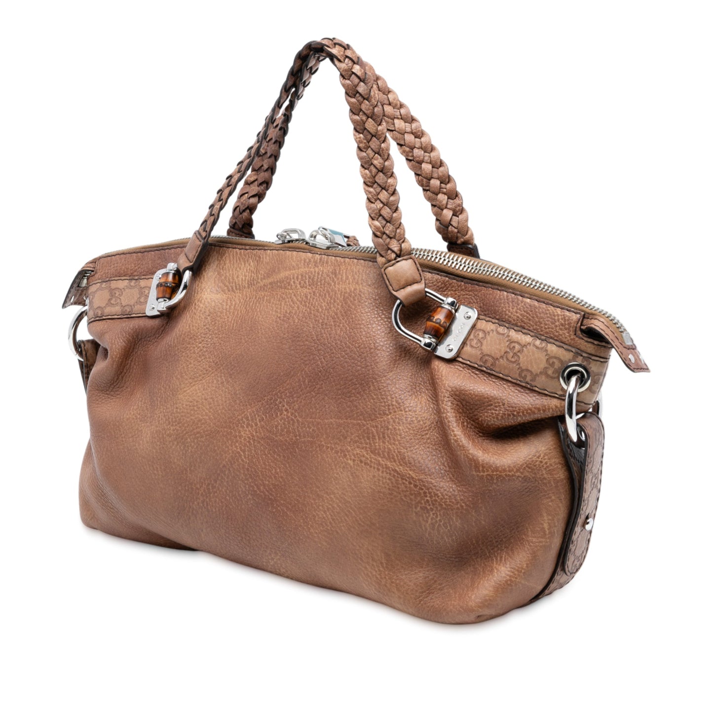 Gucci Medium Leather Bamboo Bar Tote