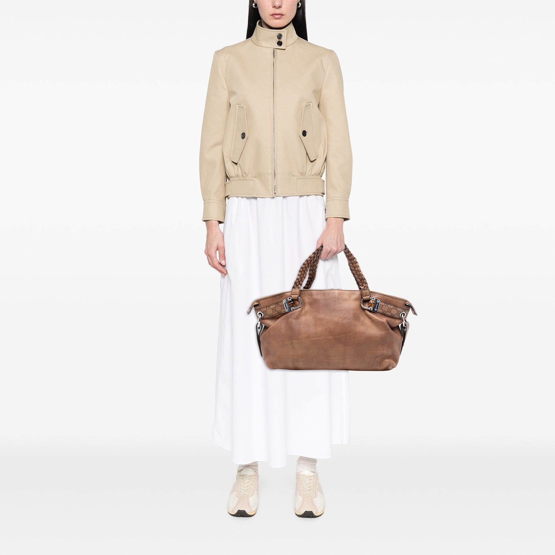 Gucci Medium Leather Bamboo Bar Tote