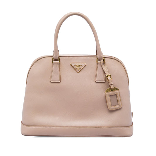 Prada Large Saffiano Lux Open Promenade Satchel — Pink