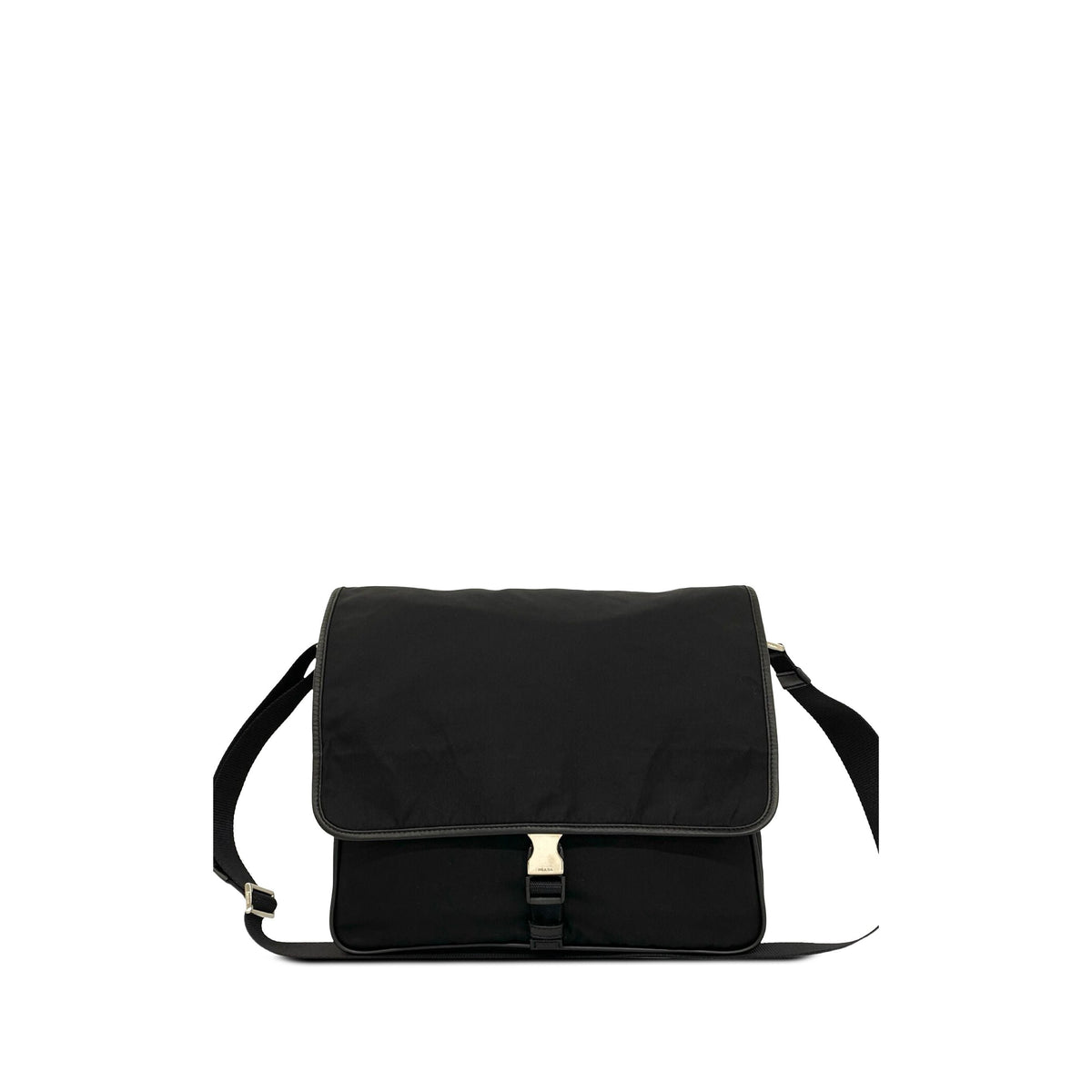 Prada Tessuto Buckle Messenger Bag — Black