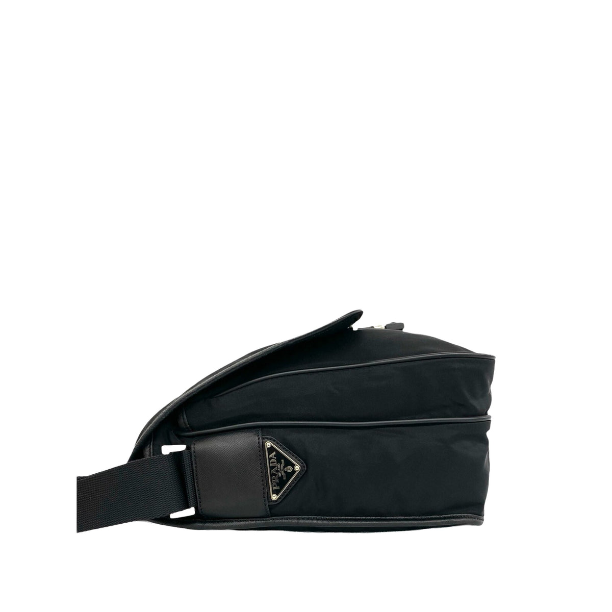 Prada Tessuto Buckle Messenger Bag — Black