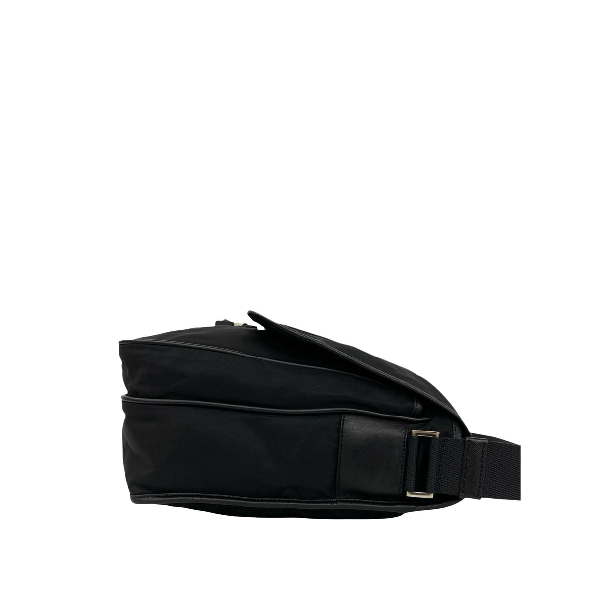 Prada Tessuto Buckle Messenger Bag — Black