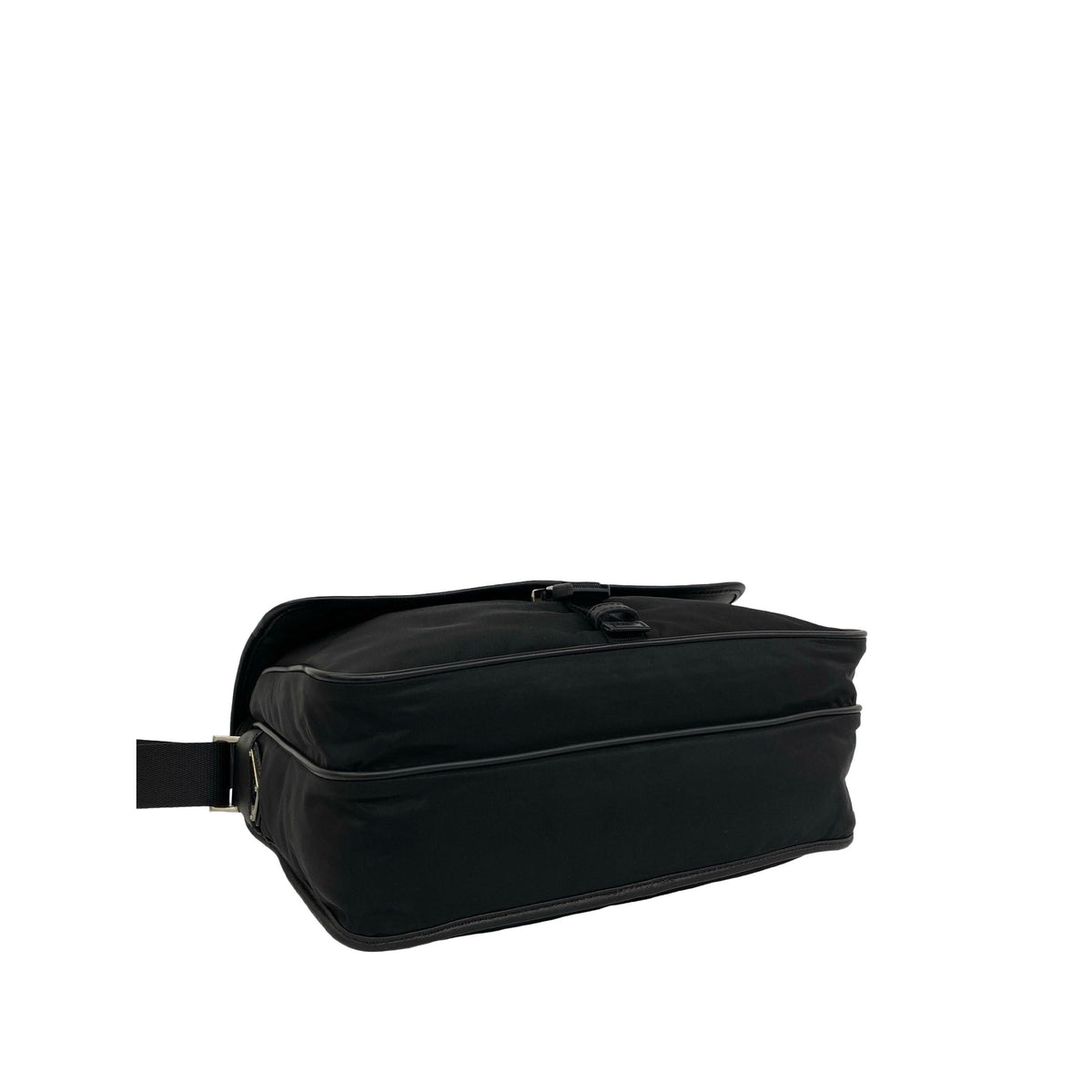 Prada Tessuto Buckle Messenger Bag — Black