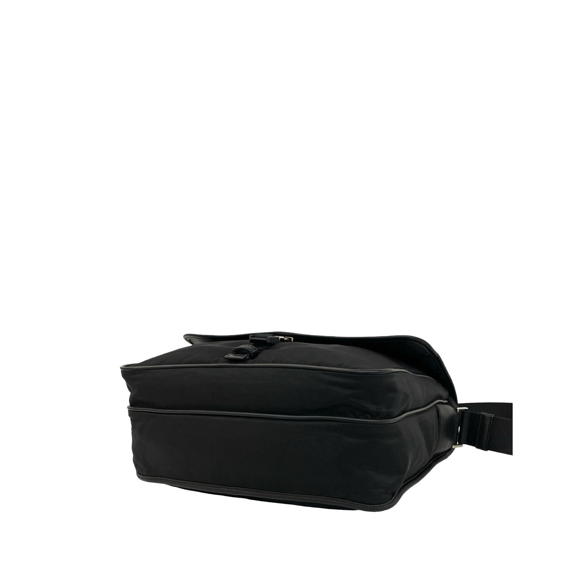 Prada Tessuto Buckle Messenger Bag — Black