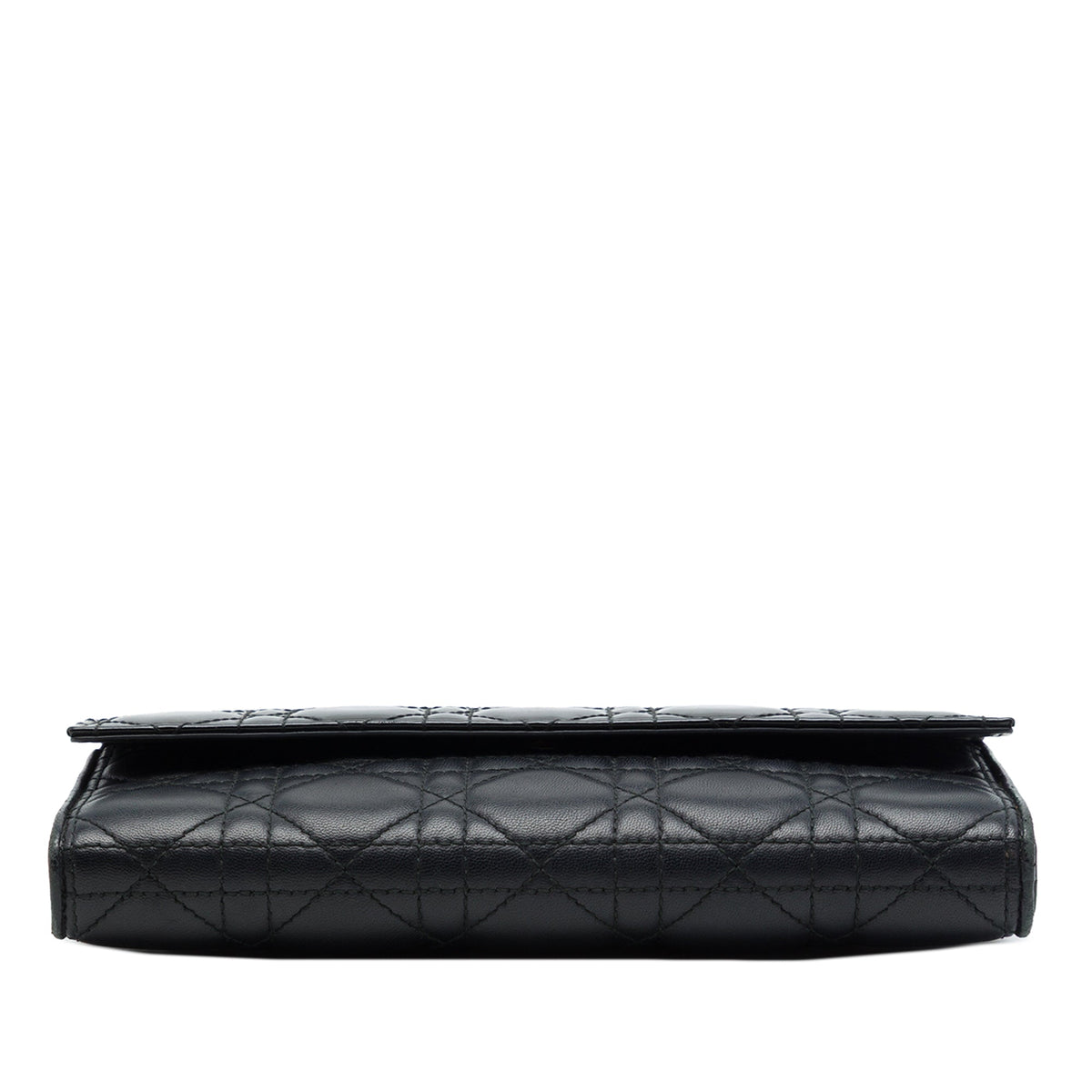 Dior Patent and Lambskin Cannage Lady Dior Wallet On Chain — Black