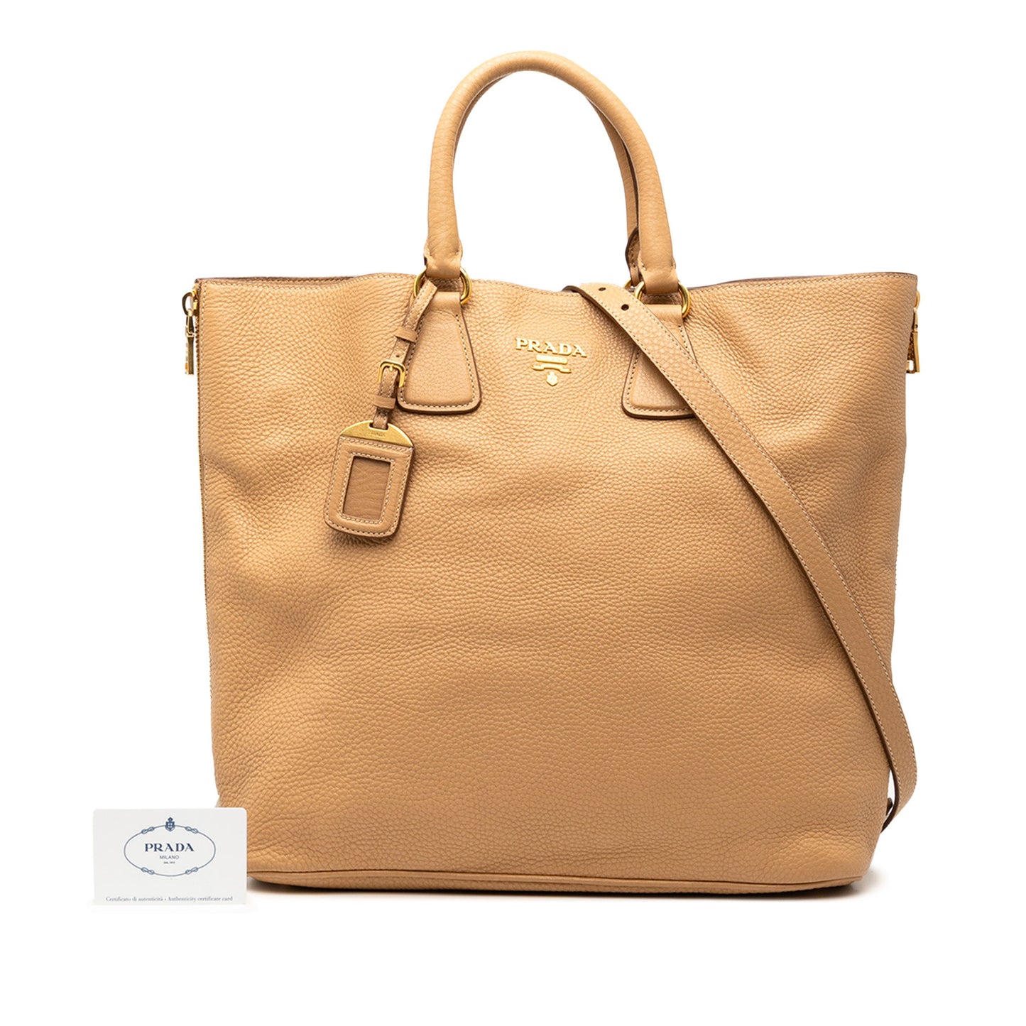 Prada Vitello Daino Side Zip Convertible Tote