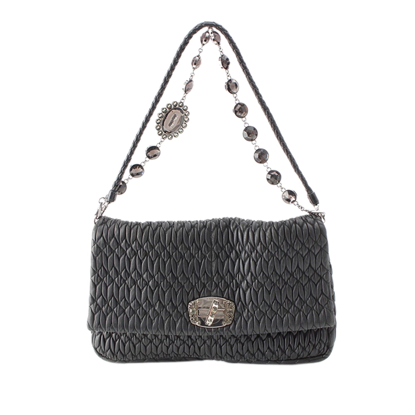 Miu Miu Matelasse Nappa Crystal Chain Satchel
