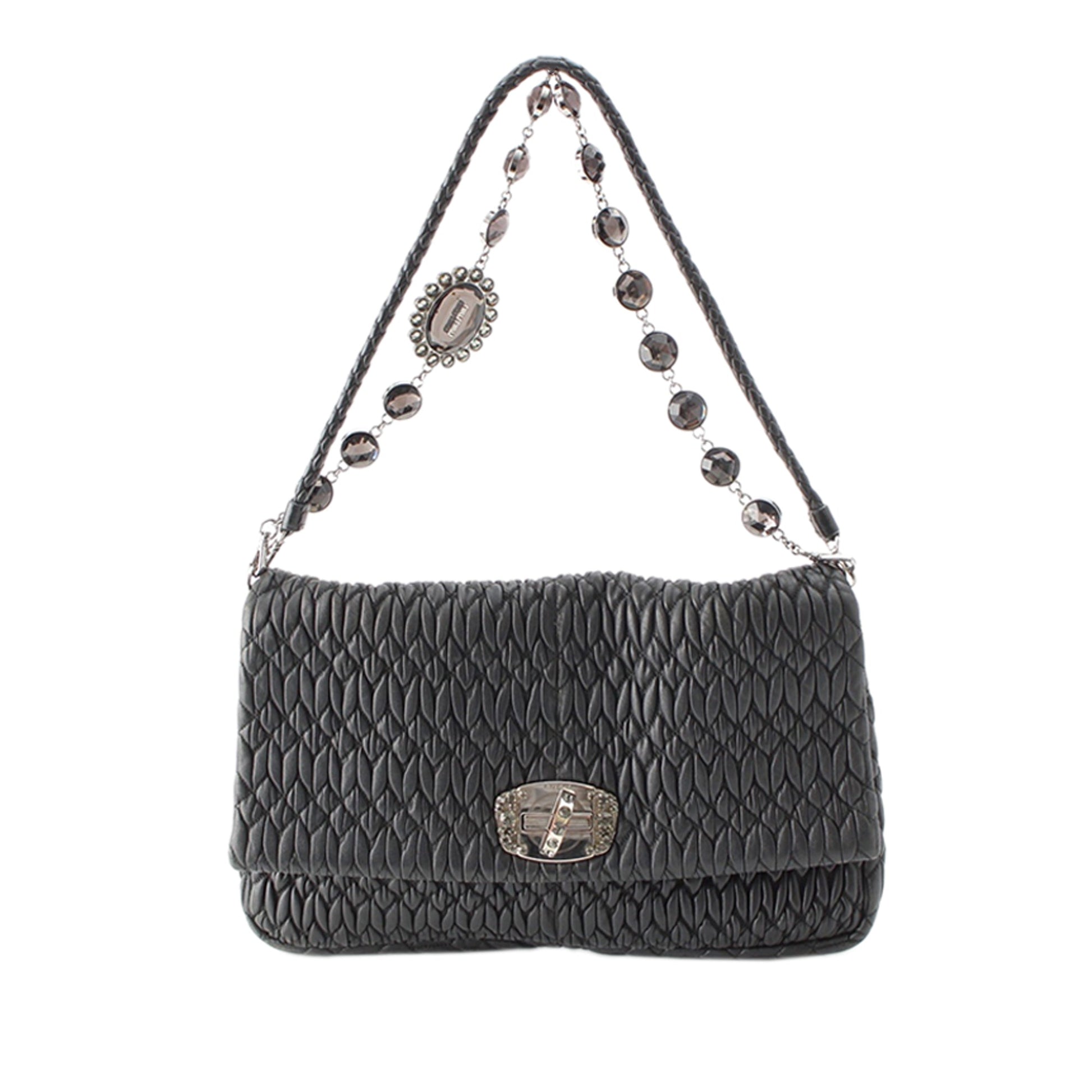 Miu Miu Matelasse Nappa Crystal Chain Satchel