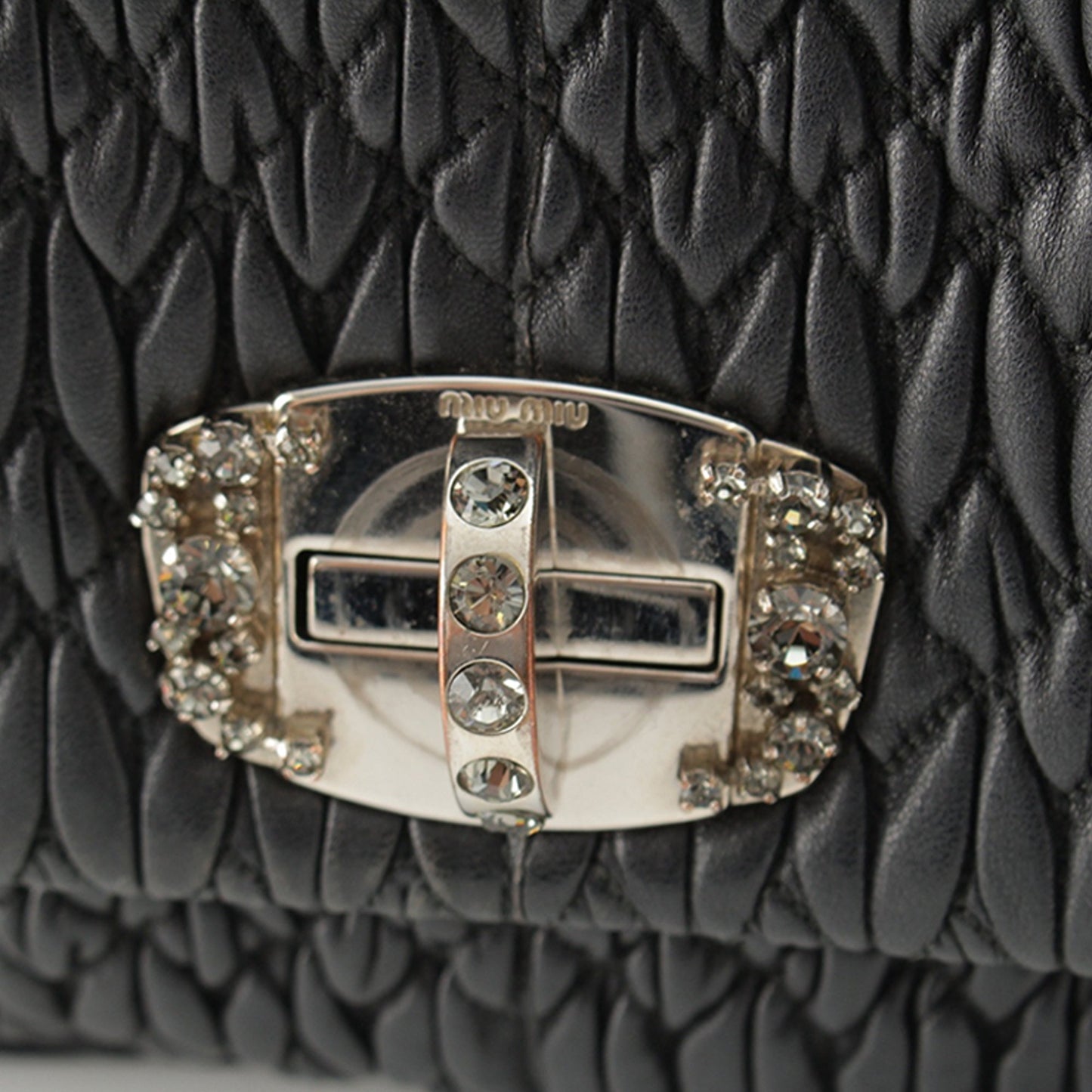Miu Miu Matelasse Nappa Crystal Chain Satchel