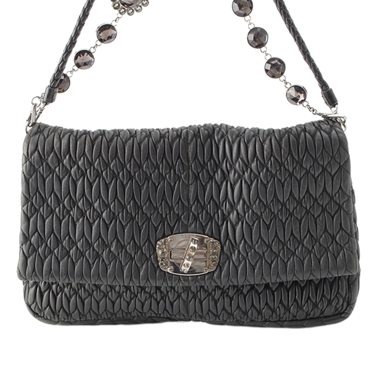 Miu Miu Matelasse Nappa Crystal Chain Satchel