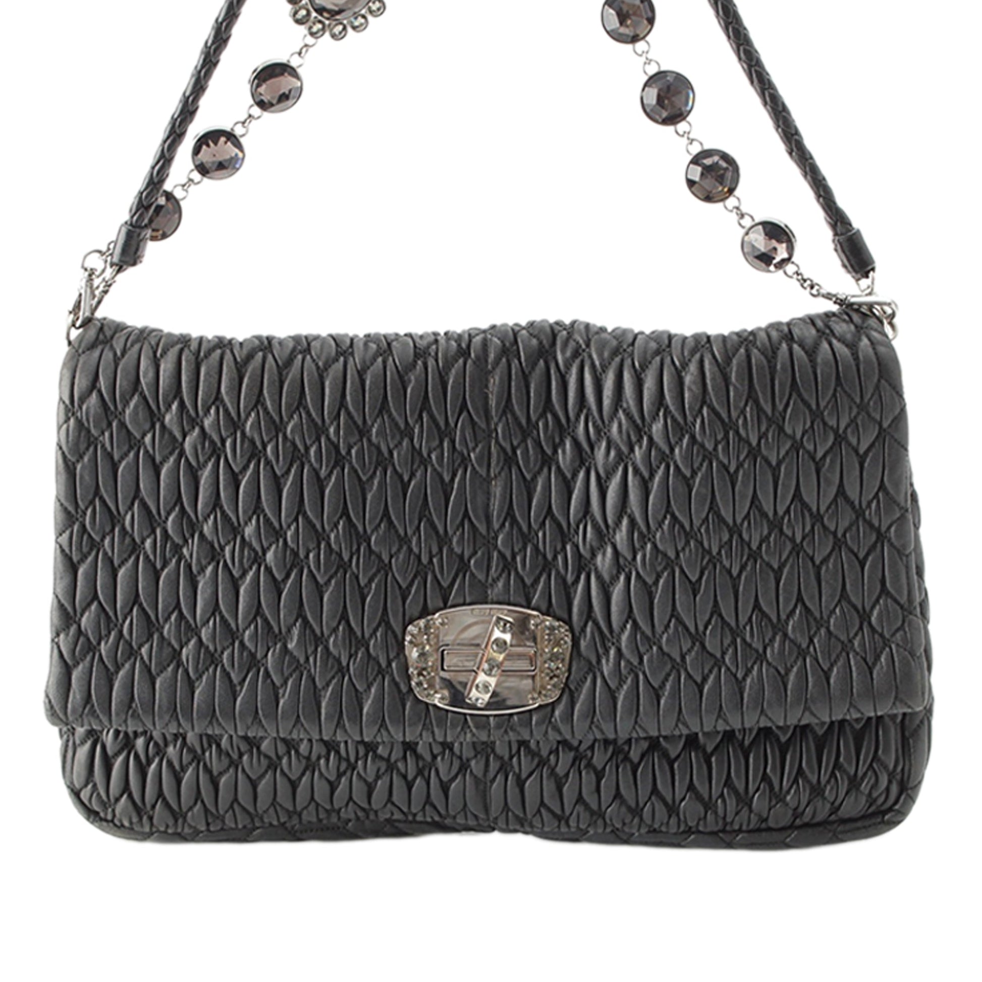 Miu Miu Matelasse Nappa Crystal Chain Satchel