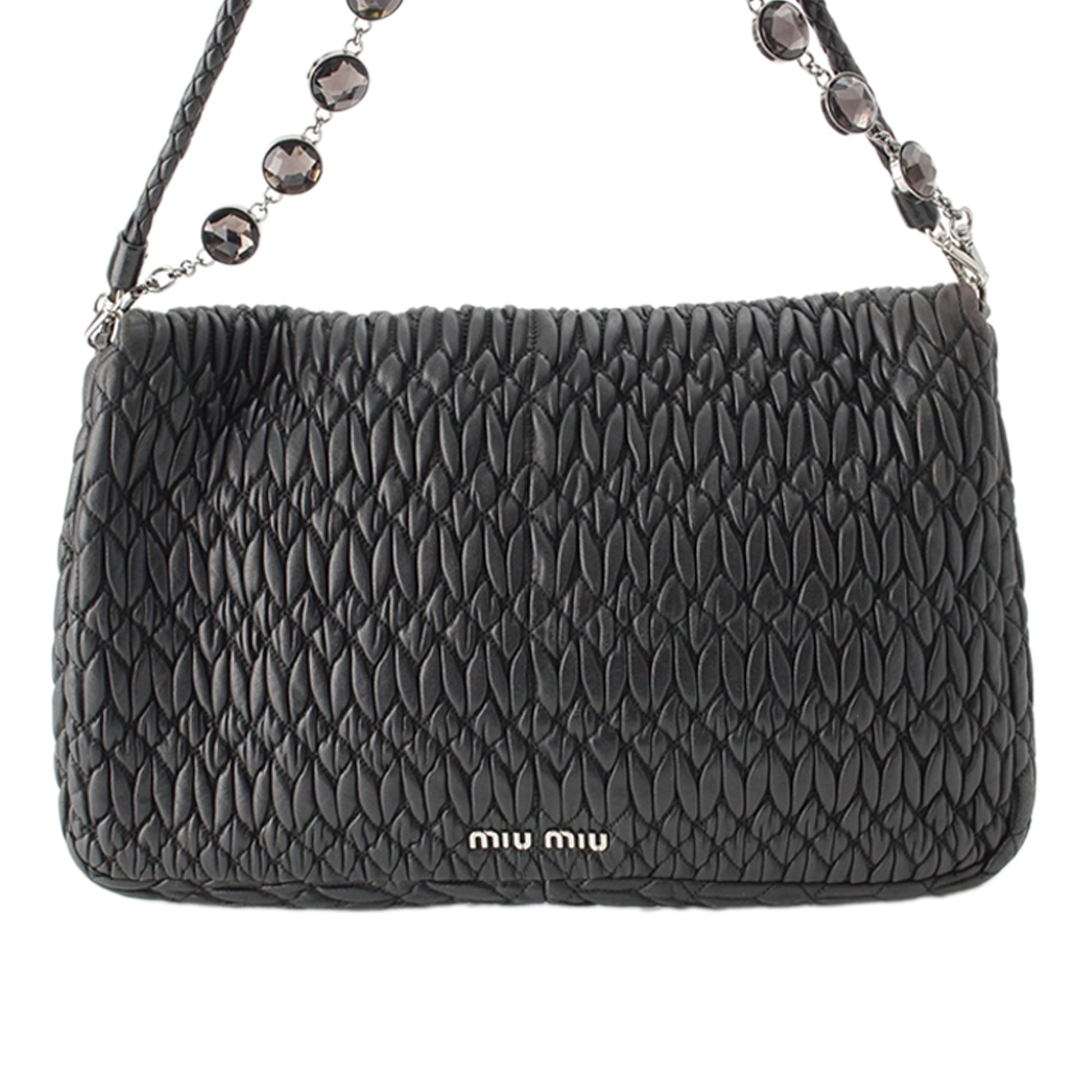Miu Miu Matelasse Nappa Crystal Chain Satchel