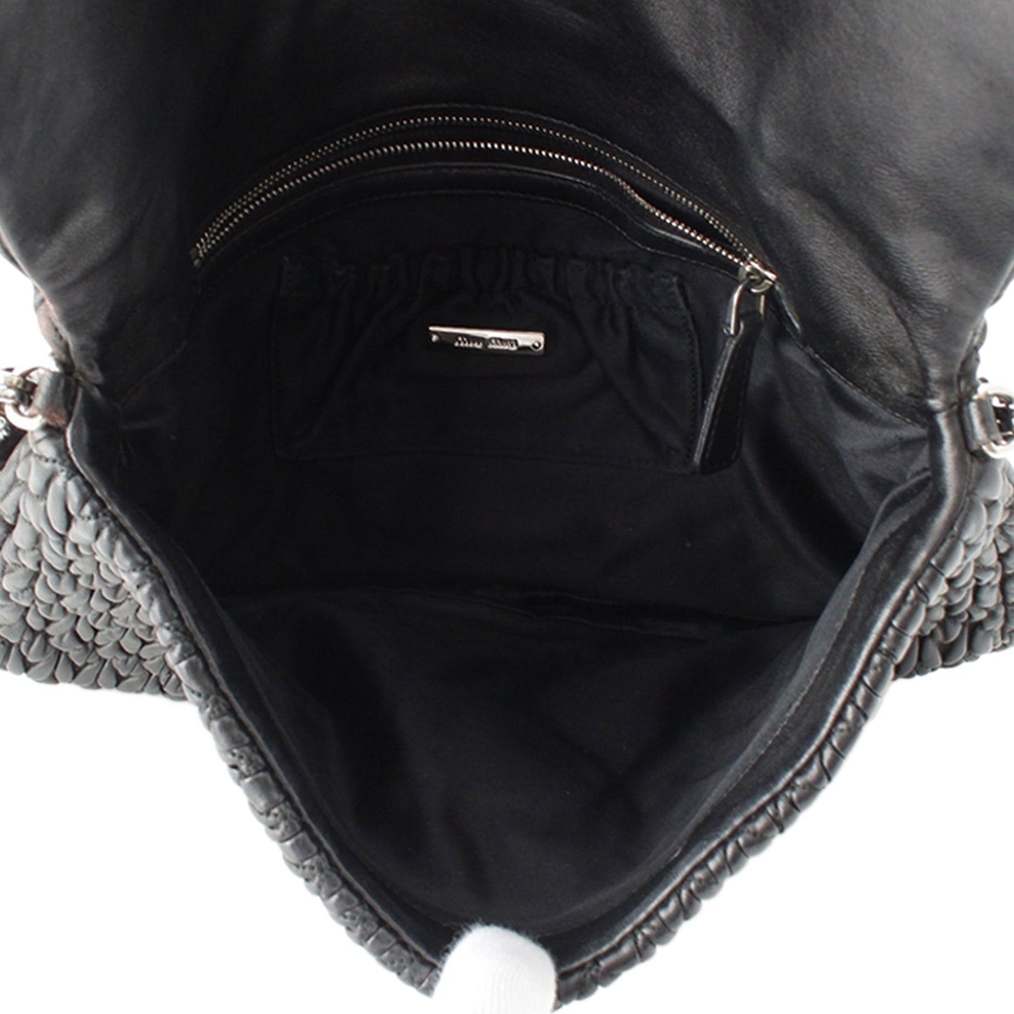 Miu Miu Matelasse Nappa Crystal Chain Satchel
