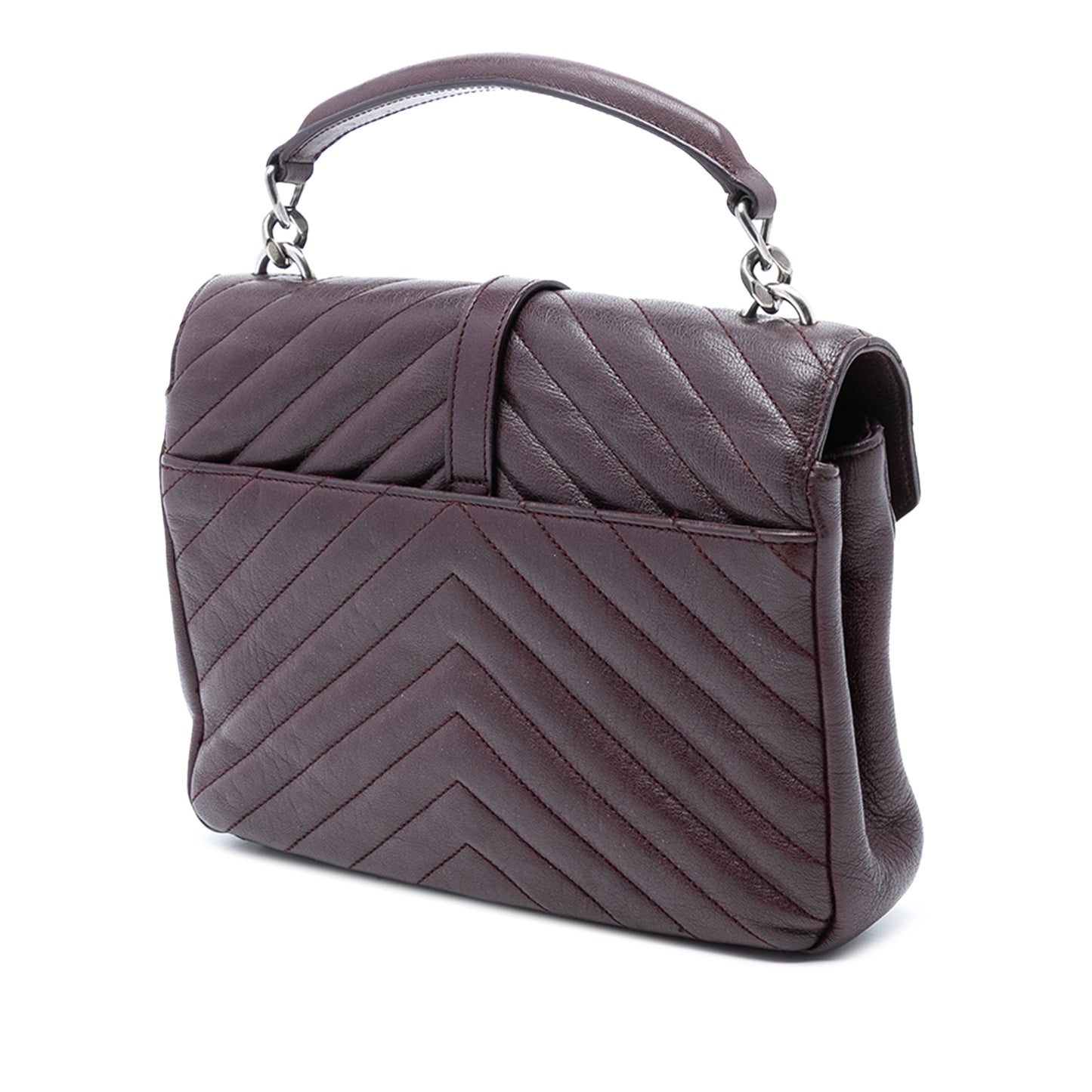 Saint Laurent Medium Quilted Chevron Sheepskin College Satchel