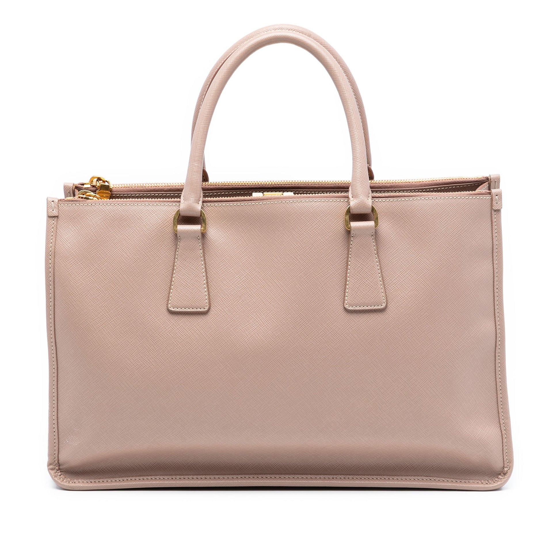 Prada Saffiano Lux Double Zip Frame Tote