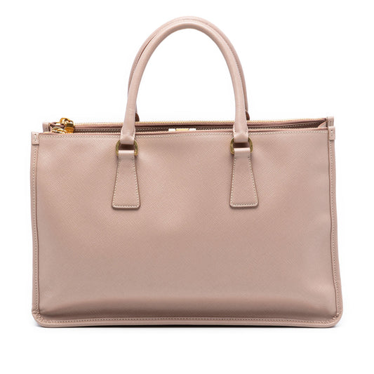 Prada Saffiano Lux Double Zip Frame Tote