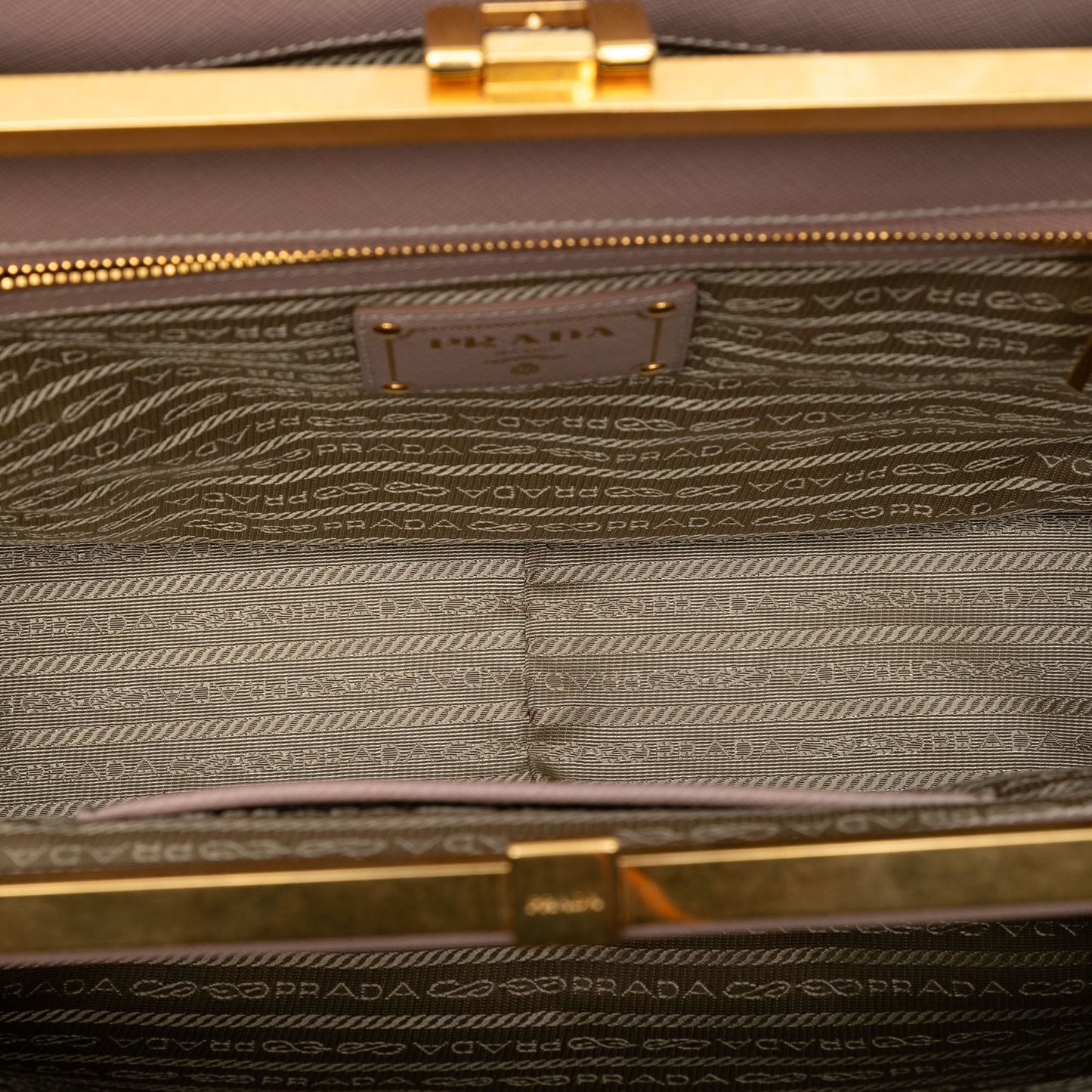 Prada Saffiano Lux Double Zip Frame Tote
