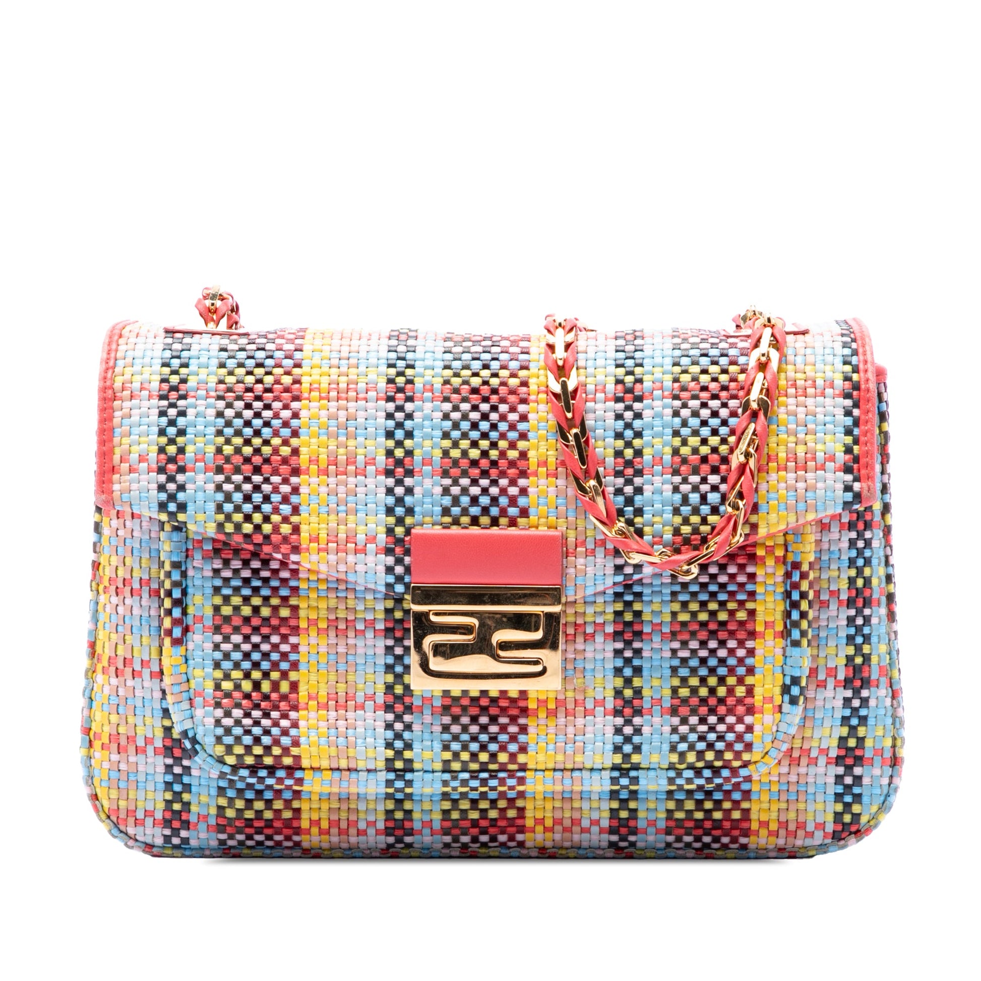 Fendi Multicolor Woven Nappa Be Baguette Crossbody