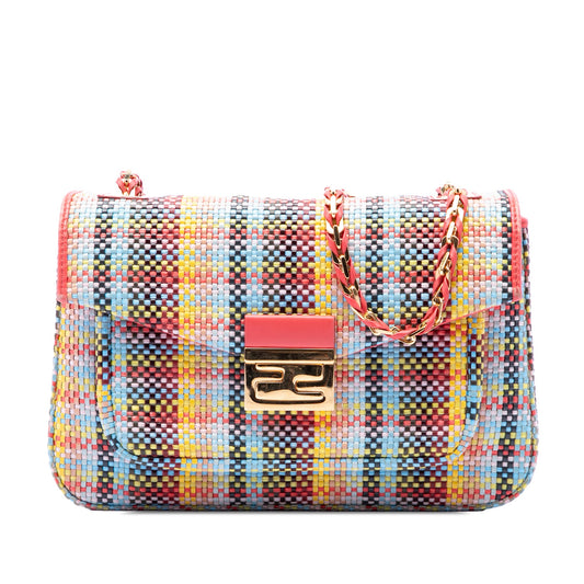 Fendi Multicolor Woven Nappa Be Baguette Crossbody