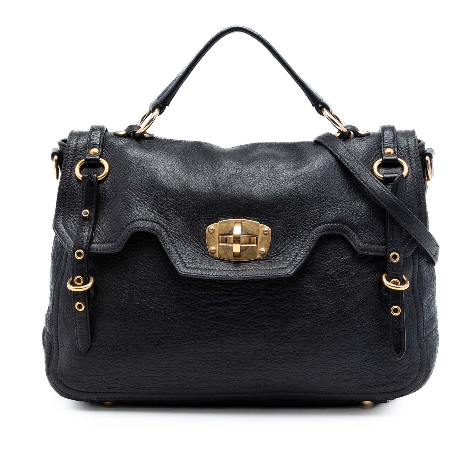 Miu Miu Cervo Deerskin Buckles East West Satchel
