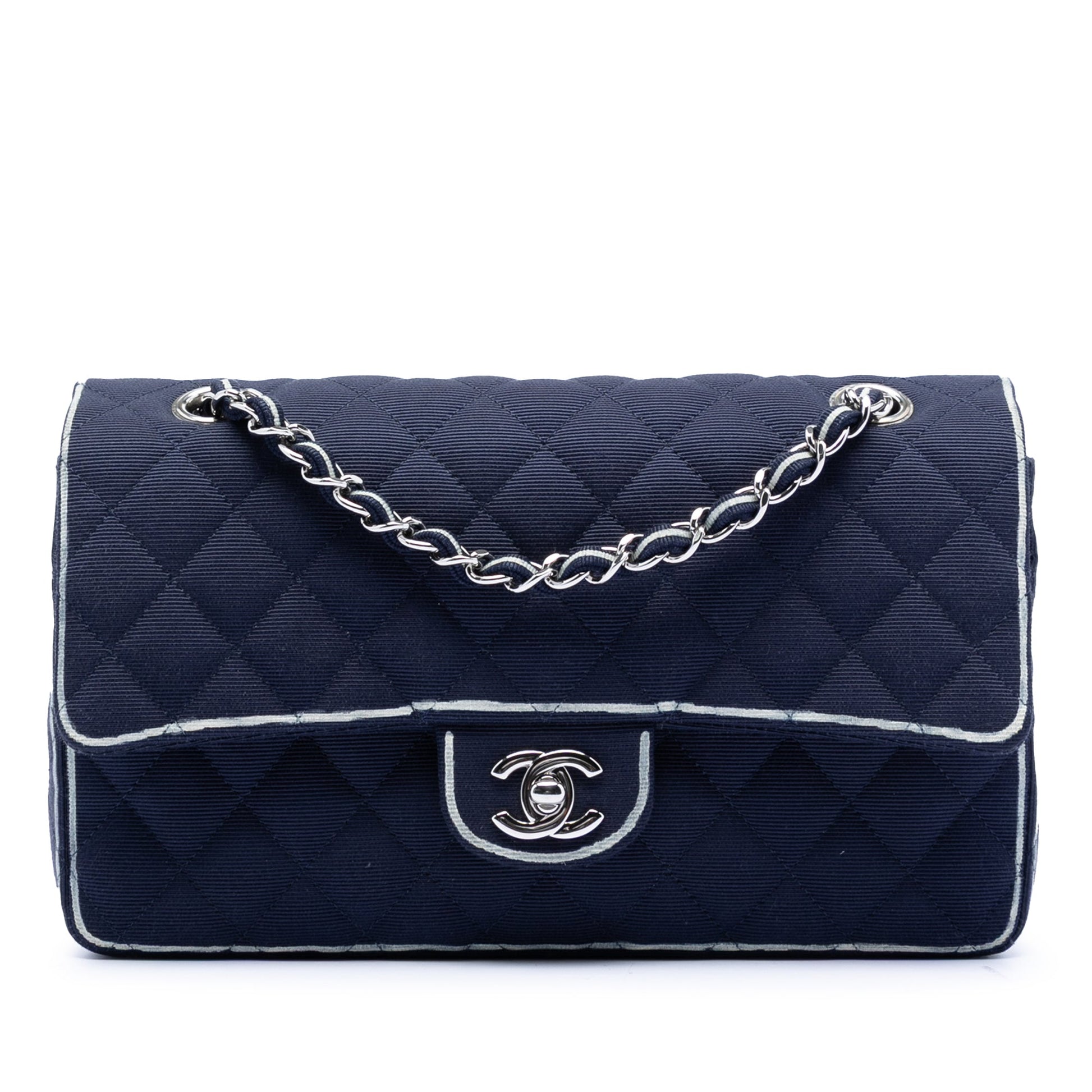 Chanel Medium Classic Printed Grosgrain Double Flap
