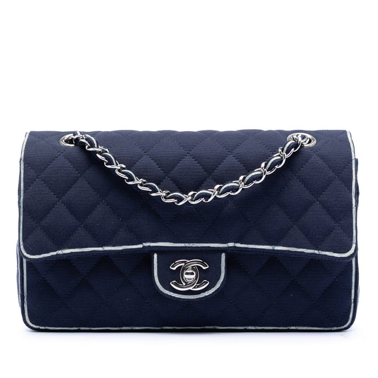 Chanel Medium Classic Printed Grosgrain Double Flap