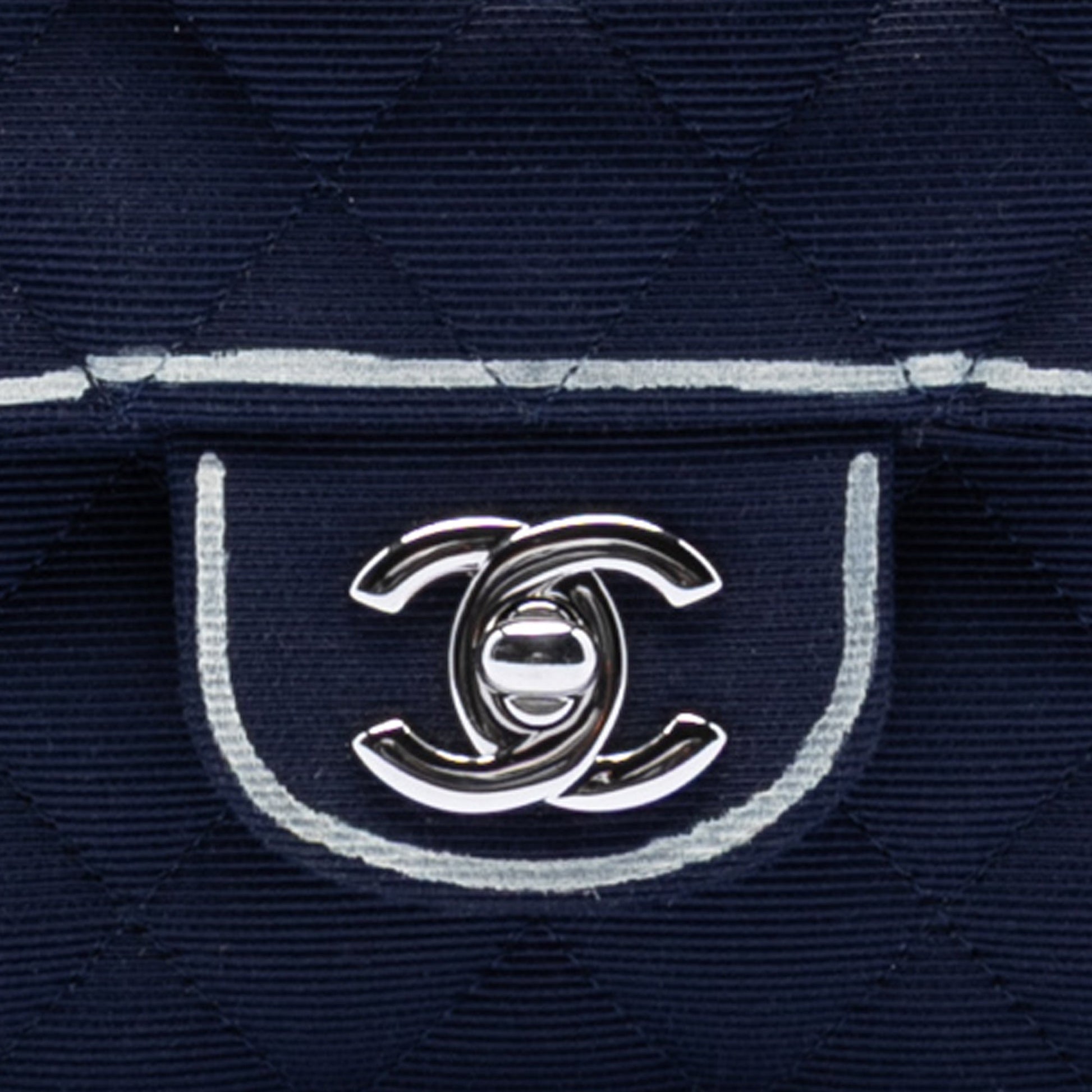 Chanel Medium Classic Printed Grosgrain Double Flap