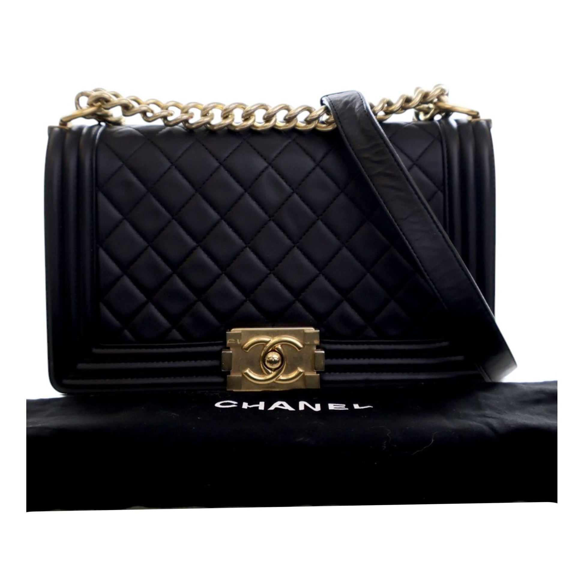 Chanel Old Medium Quilted Lambskin Boy Flap