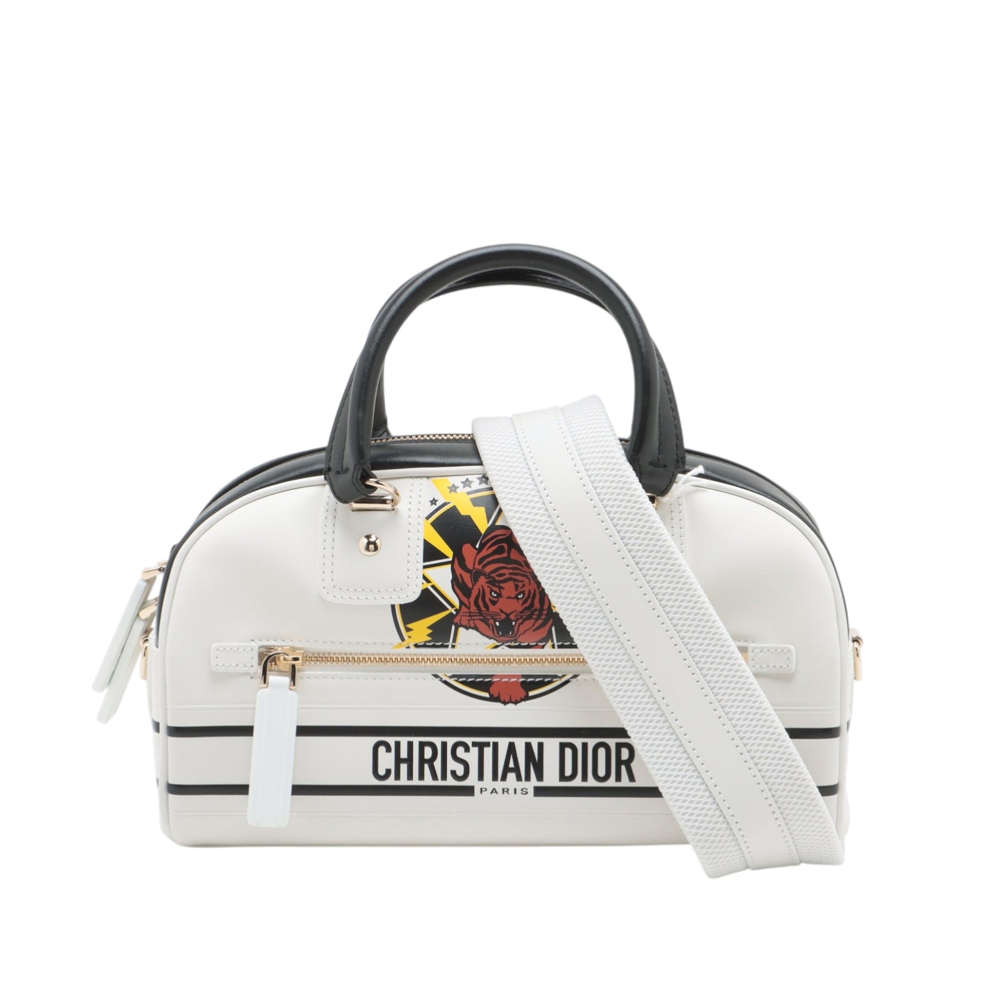 Dior Small Leather Tiger Dior Vibe Zip Bowling Bag