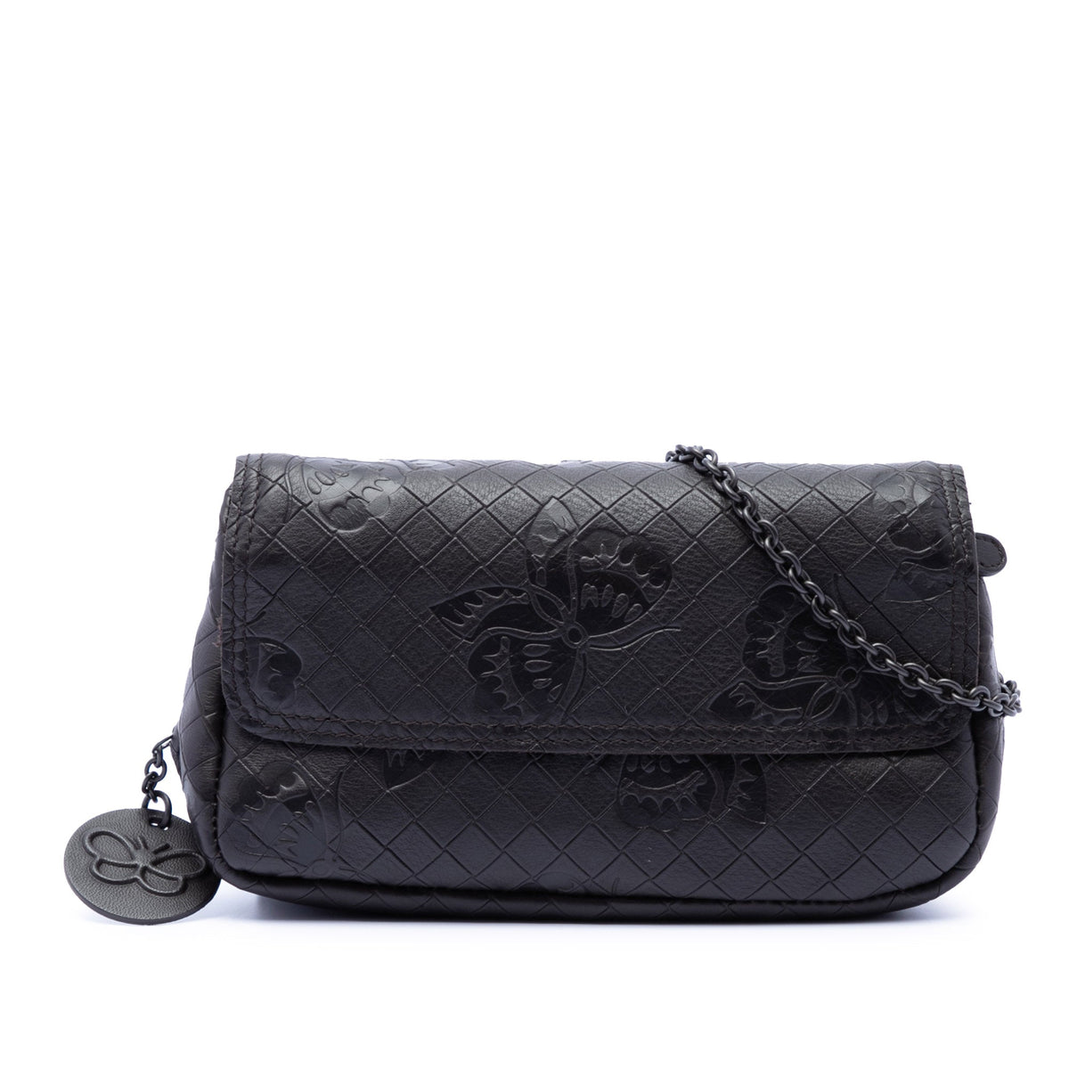 Bottega Veneta Small Calfskin Intrecciomirage Embossed Butterfly Chain Crossbody