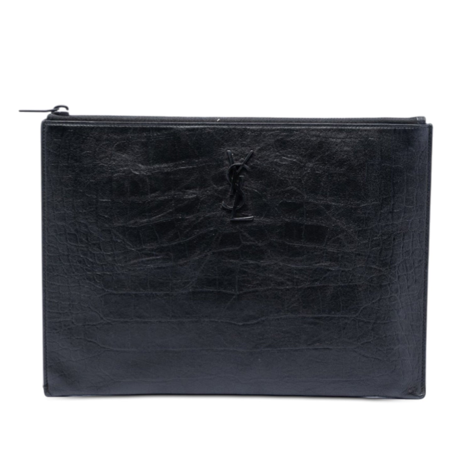 Croc Embossed Leather Monogram Document Holder