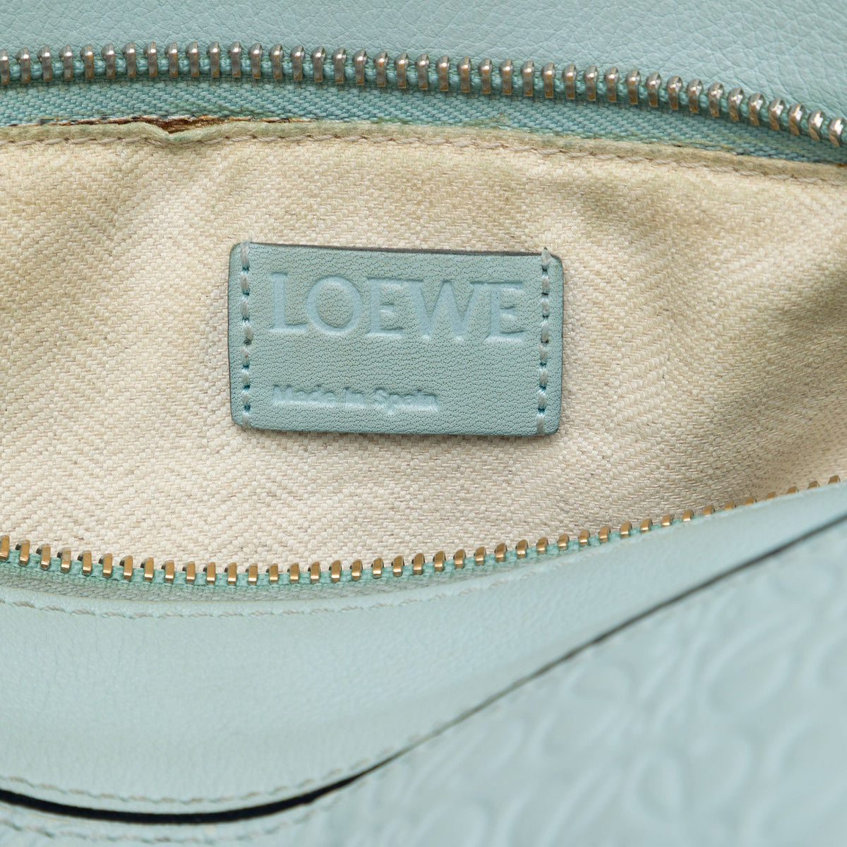 LOEWE Small Anagram Embossed Calfskin Puzzle Satchel — Blue