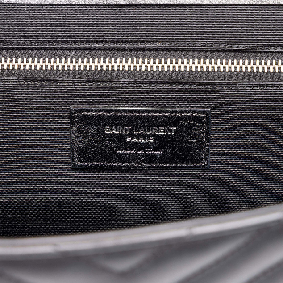 Saint Laurent Large Calfskin Chevron Monogram Envelope Bag — Black