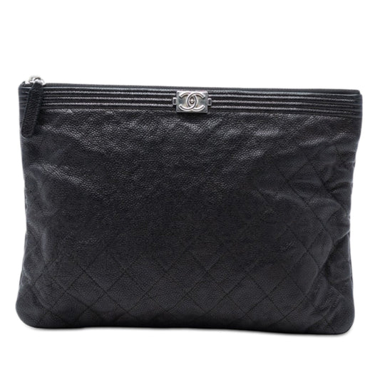 Chanel Medium Quilted Caviar Boy O Case Clutch