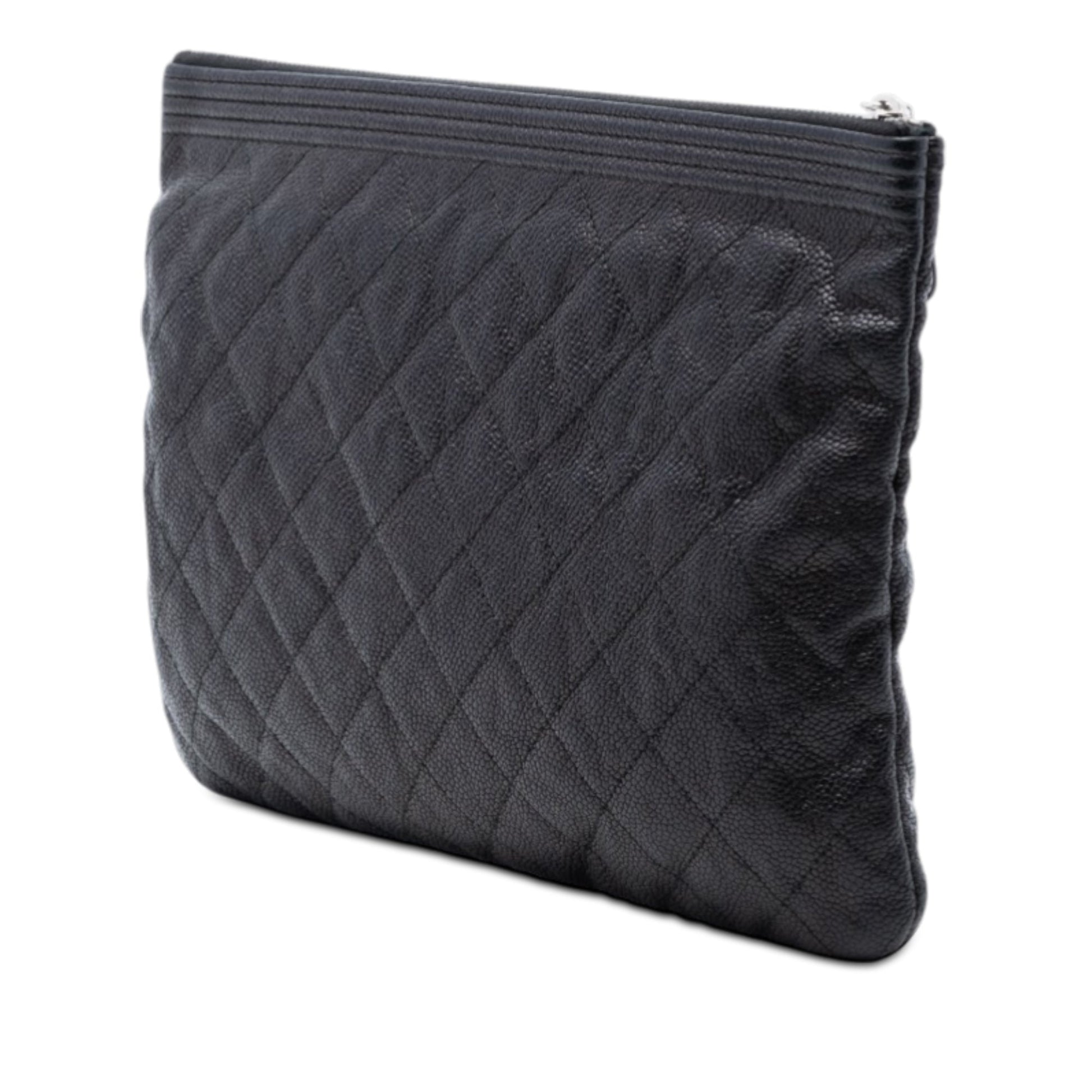 Chanel Medium Quilted Caviar Boy O Case Clutch