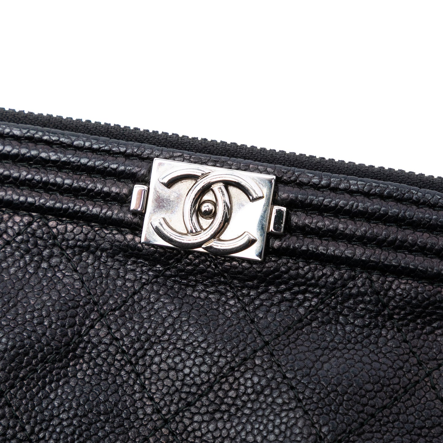 Chanel Medium Quilted Caviar Boy O Case Clutch