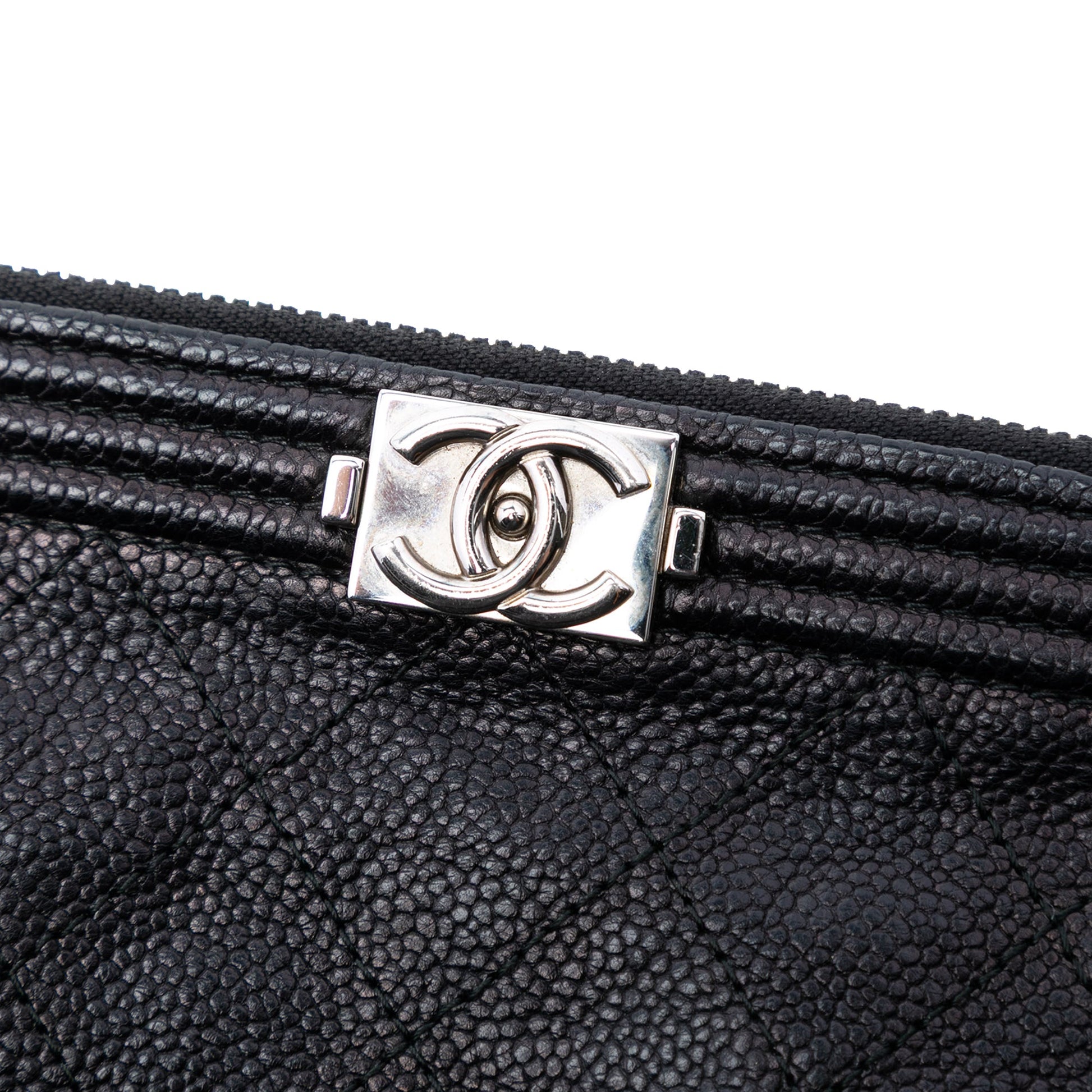 Chanel Medium Quilted Caviar Boy O Case Clutch